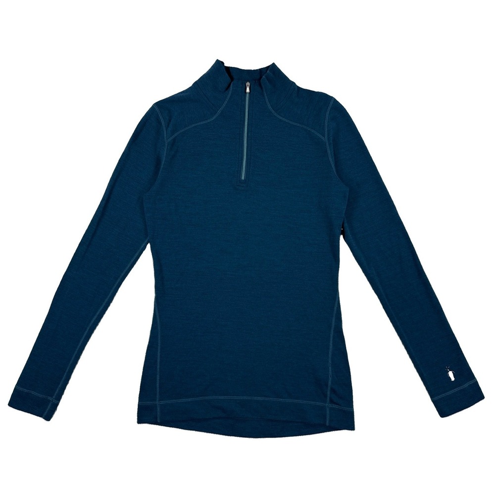 Smartwool 100% Merino Wool Baselayer 1/4 Zip Women's Medium Teal Blue
